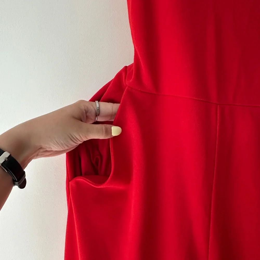 NWT Express Red Criss Cross Back Jumpsuit - Picture 7 of 10